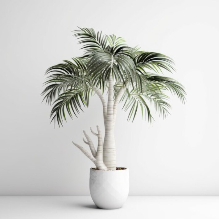 a potted palm tree